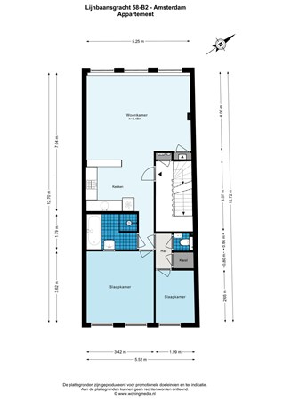 Floor plan - Lijnbaansgracht 58B2, 1015 GS Amsterdam 